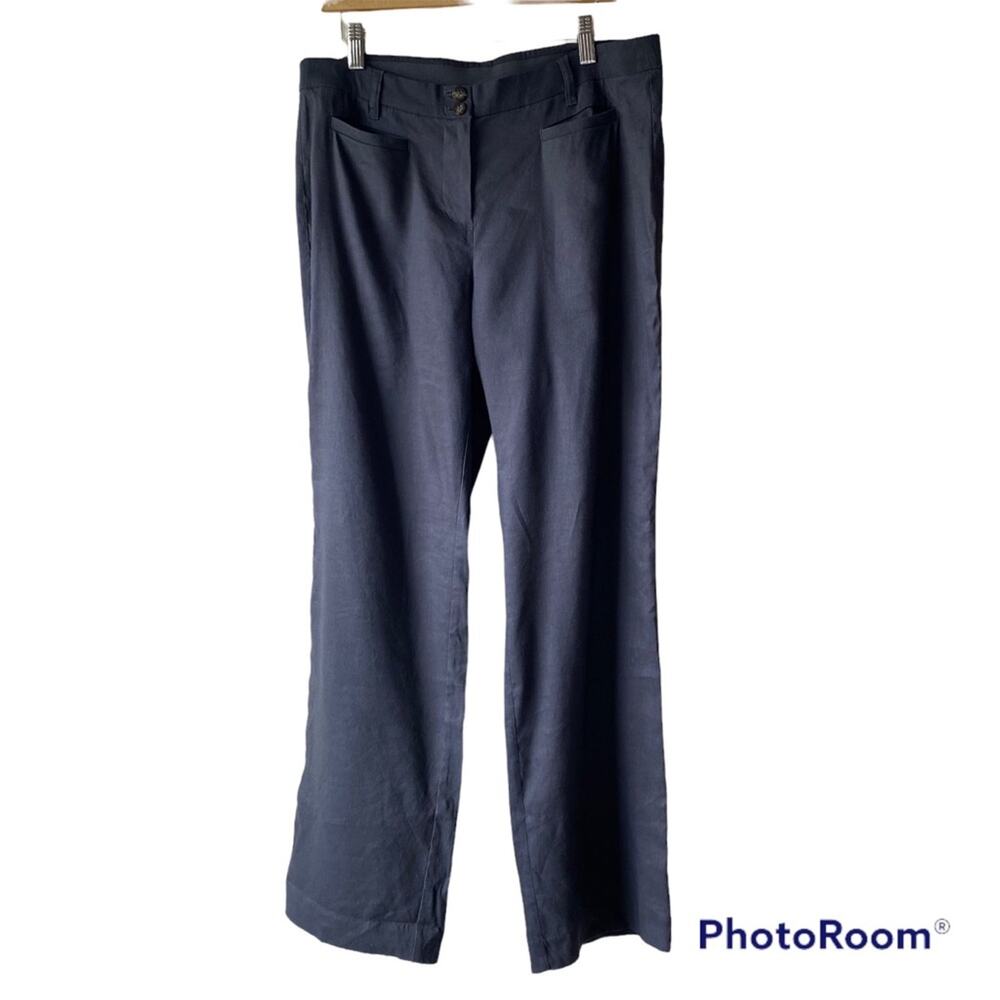 NWT J. Jill Linen Stretch Straight Leg Pants Dark Gray Sz 10 Career Work